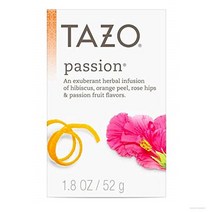TAZO Passion Herbal Tea 타조 패션 허브티 히비스커스 오렌지 필 로즈 힙스 20개입 1.8oz(52g) 3팩
