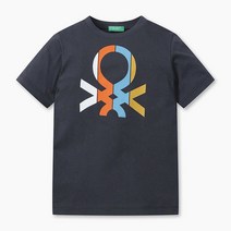 베네통 키즈 로고 그래픽 반소매 티셔츠 3I1XC100QNY