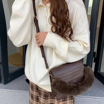 4ALL 4컬러 사각 와니 페이크 퍼 숄더 토트겸 크로스백 TFA703