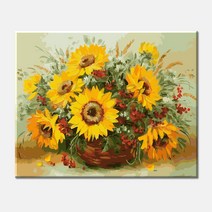 모모픽스 DIY명화그리기 I16 해바라기 바구니 40x50cm 복을부르는 꽃그림 따라그리기 유화그리기 행운 돈복