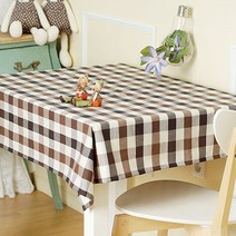 찬미디자인 4인용식탁보 체크, 초코브라운, 108x170cm