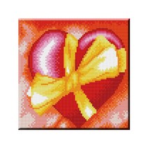큐브아트 3D 보석십자수 리본하트, 1개