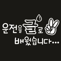 센스만점 자동차스티커 모음 (주유구 스티커 포함), 018_운전을글로배웠습니다(화이트), 1개