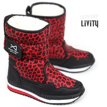 LIVITY 아동&여성용 논슬립창 벨트 호피 패딩 털부츠 - L1330