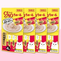 이나바 고양이 챠오츄르 간식, 닭가슴살+게살, 4팩