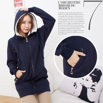 메르 여성용 기모 지퍼 주머니 집업