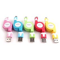 [코시]마이크로5핀 USB 데이터 및 충전케이블(자동감김) UC1208GS, 레드