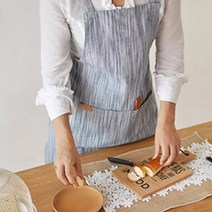 러브소이 스트라이프 청해지 북유럽 앞치마, 진청, 1개