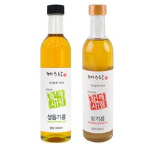 깨사랑 저온압착 생들기름 참기름 묶음, 2병, 300ml