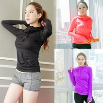 코코드림 여성용 아디 요가 후드 긴팔 티셔츠