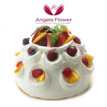 엔젤스플라워 꽃배달서비스 마음을 전하는 꽃바구니 생화 꽃상자 케이크, F14_케익(중), 1개