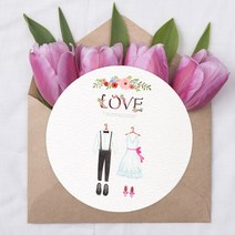 더굿데이 웨딩스티커 결혼답례품선물포장 청첩당 포장데코스티커, 05 러브웨딩 베이직형48mm-20장