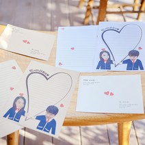 후아미 교복 포토사진 제작 편지지 세트 15cm x 21cm, 혼합색상(편지지 6매 + 편지봉투 3매), 9매