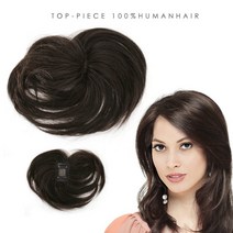 프린헤어 인모100% 탈모커버 남여 가르마용 탑피스 붙임머리 부분가발 여성부분가발, 자연갈색#1214, 1개