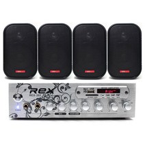 REX RX-202 매장용 앰프스피커세트, 블랙, 매장패키지 RX-202 + 503W 스피커 4개