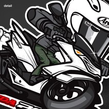 프리스타일 혼다_PCX_125_캐릭터세트 .바이크스티커 바이크스티커, 일반원단-화이트