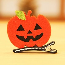 14_할로윈 머리핀(호박초록잎), 오렌지, 1개