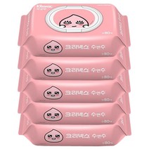 크리넥스 수앤수 물티슈 (어피치) 캡80매 x 5개, 80매입
