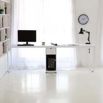 다오름 다움 50T상판 철다리 본체통 2200 2인용책상-학생책상, 화이트