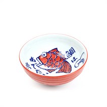 물고기 디자인 일본 그릇 라면 우동 면기, 빨강
