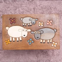 설렘하우스 동물 원목 사각 스툴의자 인테리어 의자, 양