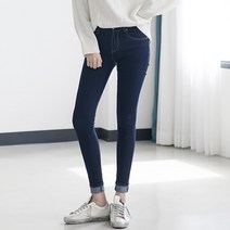 지기젠 여성용 청바지 스판 진청 데님 스키니진