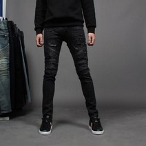 DESPERADO 데스페라도 JM-8495 스판 슬림 리얼 헤비데미지 바이커 진 청바지