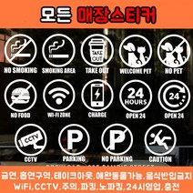 [츄스티커] 매장스티커(원형)매장아이콘 흡연금지스티커 흡연실스티커 웰컴펫 주차가능 스티커, 픽토No.6-씨씨티비(원형_Black)