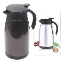 코팅 보냉 보온포트 1L (보온병 주전자 물병 티포트 보온도시락 테이블포트 서빙포트), 브라운