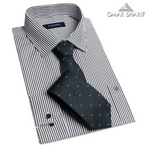 오마보이 남성용 OMARSHARIF 고품격 스트라이프 와이셔츠 30332BK