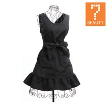 세븐뷰티 심플 리본 프릴 에이프런_블랙(23258) 앞치마, 블랙, 1개