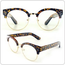 [패션뿔테]f/메탈콤비/레오파드/라운드/콤비네이션/두꺼운안경/복고풍안경/FS6723-03