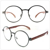 [패션뿔테]d/메탈콤비/그래이나무결무늬/라운드/콤비네이션/복고풍안경/FS7429-03