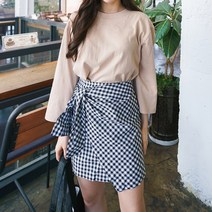 체크 미니 랩 스커트 고방체크스커트 랩스커트