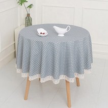 찬미디자인 레이스 원형식탁보, 마린도트 블루.lace, 원탁크기100cm용
