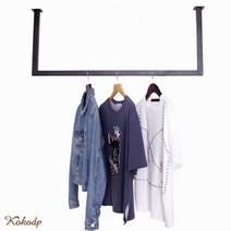 코코디피 옷가게용 주문제작 천장 벽면 부착 파이프 행거 천정 고정 헹거 옷걸이 봉, 25각 + 가로 120cm와 폭 100cm + 금색, 1개