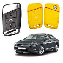 카포카 폭스바겐 파사트 V1타입 2018 GT 3버튼 실리콘 스마트키케이스 키홀더, 2018파사트GT옐로우