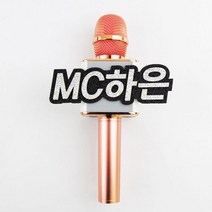 핑크캔디 음악중심 마이크 네임택 방송소품 축제 행사, 마이크/5글자+미니데코(하트), 1개