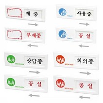 사인모아 여닫이 표지판6종 부재중 사용중 상담중 회의중사인, 1개, 여닫이 표지판 사용중/공실-여닫이