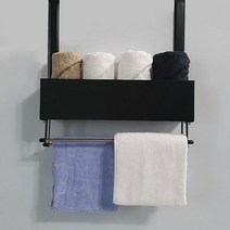 공간지애 문걸이 욕실 수납 수건걸이, 블랙, 1단