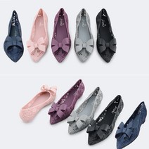 핑크홀릭 켈리 리본 젤리슈즈 속굽2cm 225부터