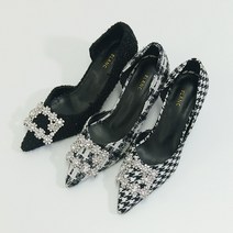 런슈즈 러블리 큐빅 트위드 스틸레토힐 펌프스구두