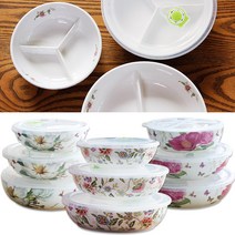 베스트데코 플라워 밀폐 3칸 나눔찬통 세칸찬통 반찬통 찬통, 플라워찬통_민튼특대