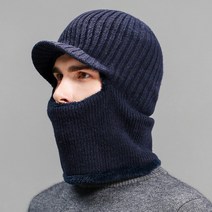 그린코코 겨울 올인원 니트 캡 모자, 네이비