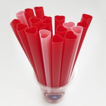 커피바바/하트 빨대, 핑크 12mm25cm 개별포장, 50개