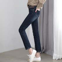 준돌 여성용 청바지 바이어스 스판 일자 진