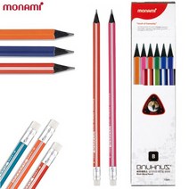 모나미 바우하우스 삼각지우개연필 B (6004) (12본입) 연필/색연필/재생지연필/연필세트/연필인쇄/재생연필/고급연필/미술재료/4B연필/스케치연필