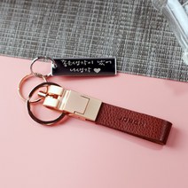 JOBON ZB01 이니셜각인 가죽라인 열쇠고리 키홀더, 블랙