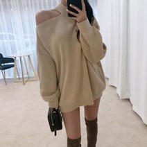 로바 초커니트티 어깨트임니트 연말룩 트임니트 여자루즈핏니트 니트원피스