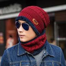 무한비투 비니+넥워머세트 털모자 넥워머 비니 방한모자 겨울, 와인